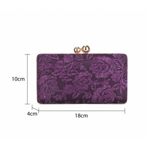 Floral Embroidered Evening Clutch with Kisslock Closure - Image 2