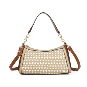 Geometric Faux Textured Crossbody Hobo Shoulder Handbag