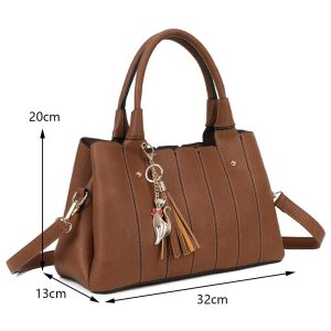 Cute Cat Tassel Charm Structured Crossbody Shoulder Bag - Image 2