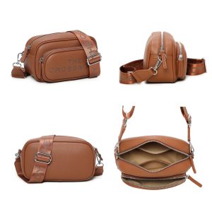 Stylish Front Pockets Wide Woven Crossbody Camera Bag - Image 3