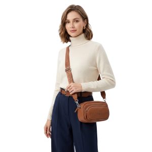 Stylish Front Pockets Wide Woven Crossbody Camera Bag - Image 4
