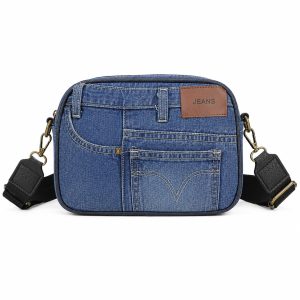 Jean Style Denim Crossbody Bag with Adjustable Strap - Image 1