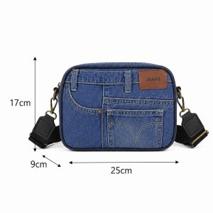 Jean Style Denim Crossbody Bag with Adjustable Strap - Image 7