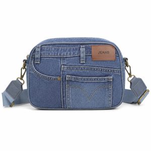 Jean Style Denim Crossbody Bag with Adjustable Strap - Image 2