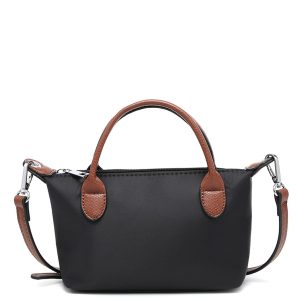 Two Tone Top Handle Crossbody Bag with Zip Closure - Image 8
