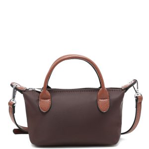 Two Tone Top Handle Crossbody Bag with Zip Closure - Image 16
