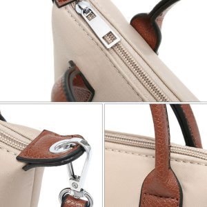 Two Tone Top Handle Crossbody Bag with Zip Closure - Image 4