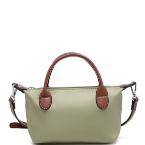 Two Tone Top Handle Crossbody Bag with Zip Closure - Image 12