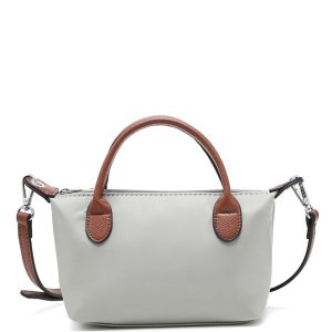 Two Tone Top Handle Crossbody Bag with Zip Closure - Image 10