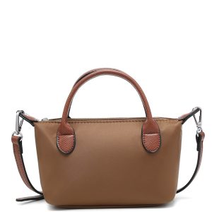 Two Tone Top Handle Crossbody Bag with Zip Closure - Image 11