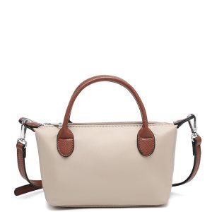 Two Tone Top Handle Crossbody Bag with Zip Closure - Image 1
