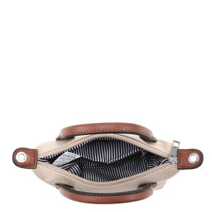 Two Tone Top Handle Crossbody Bag with Zip Closure - Image 5