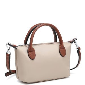 Two Tone Top Handle Crossbody Bag with Zip Closure - Image 6