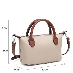 Two Tone Top Handle Crossbody Bag with Zip Closure - Image 2