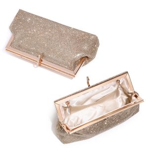Glamorous Sparkling Crystal Detail Evening Clutch Bag - Image 3