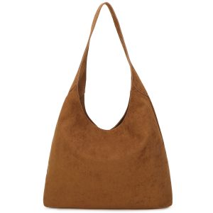 Faux Suede Large Spacious Tote Slouchy Hobo Shoulder Bag