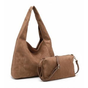 Slouchy Hobo Shoulder Bag with Matching Zip Pouch Set - Image 5