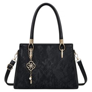 Decorative Textured Tote Crossbody Shoulder Handbag