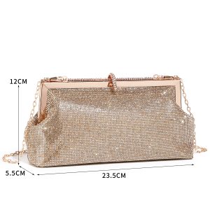 Glamorous Sparkling Crystal Detail Evening Clutch Bag - Image 2