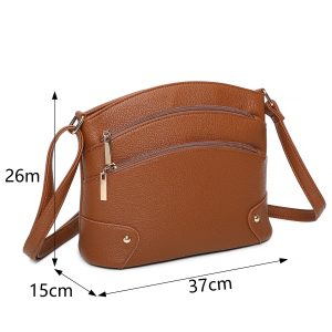 Zippered Multipocket Textured Crossbody Shoulder Handbag - Image 2