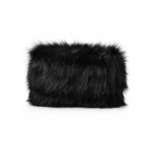 Faux Fur Flap Clutch Bag with Detachable Chain Strap - Image 1
