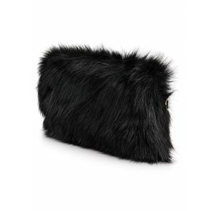 Faux Fur Flap Clutch Bag with Detachable Chain Strap - Image 4