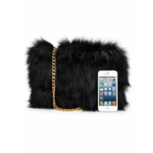 Faux Fur Flap Clutch Bag with Detachable Chain Strap - Image 6