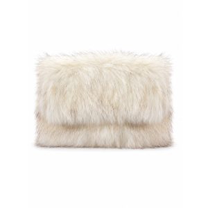 Faux Fur Flap Clutch Bag with Detachable Chain Strap - Image 11