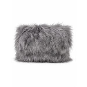 Faux Fur Flap Clutch Bag with Detachable Chain Strap - Image 9