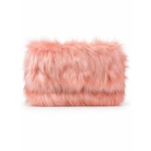 Faux Fur Flap Clutch Bag with Detachable Chain Strap - Image 10
