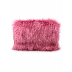 Faux Fur Flap Clutch Bag with Detachable Chain Strap - Image 12