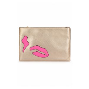 Lip Appliqué Clutch Bag with Adjustable Crossbody Strap - Image 6