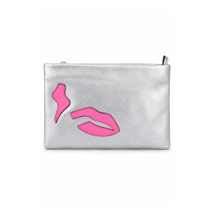 Lip Appliqué Clutch Bag with Adjustable Crossbody Strap - Image 8