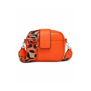 Compact Camera Crossbody Bag with Wide Patterned Strap - Image 8