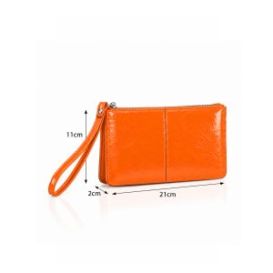 Glossy Textured Wristlet Purse Bag with Zip Closure - Image 2