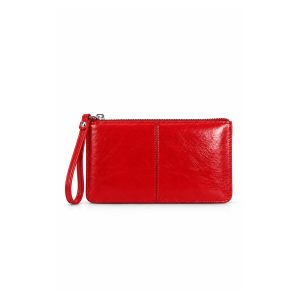 Glossy Textured Wristlet Purse Bag with Zip Closure - Image 23
