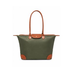 Large Tote Shoulder Bag with Zip Closure and Flap Detail - Image 9