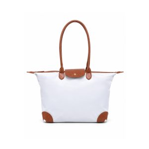 Large Tote Shoulder Bag with Zip Closure and Flap Detail - Image 1