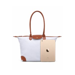Large Tote Shoulder Bag with Zip Closure and Flap Detail - Image 4