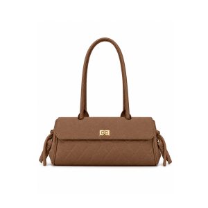 Quilted Satchel Shoulder Bag with Multi-Compartment Storage - Image 6