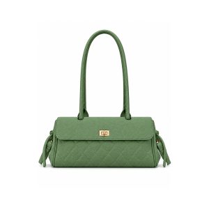 Quilted Satchel Shoulder Bag with Multi-Compartment Storage - Image 7