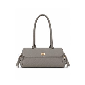 Quilted Satchel Shoulder Bag with Multi-Compartment Storage - Image 9