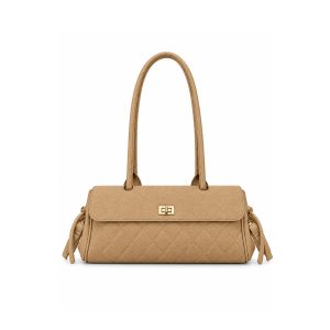 Quilted Satchel Shoulder Bag with Multi-Compartment Storage - Image 1