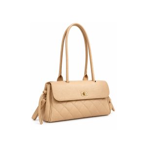 Quilted Satchel Shoulder Bag with Multi-Compartment Storage - Image 3