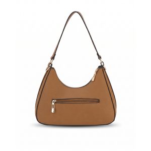 Hobo Shoulder Bag with Front Pocket and Double Zip Detail - Image 5