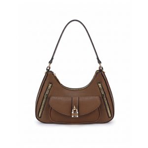 Hobo Shoulder Bag with Front Pocket and Double Zip Detail - Image 11