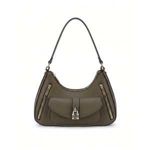 Hobo Shoulder Bag with Front Pocket and Double Zip Detail - Image 12