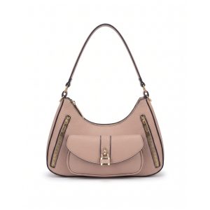 Hobo Shoulder Bag with Front Pocket and Double Zip Detail - Image 9