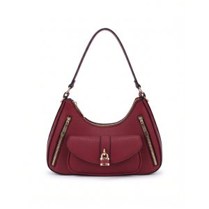 Hobo Shoulder Bag with Front Pocket and Double Zip Detail - Image 10