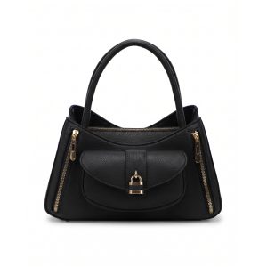 Multi-Pocket Hobo Shoulder Bag with Padlock and Zip Detail - Image 7